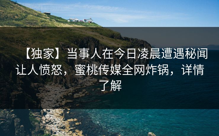 【独家】当事人在今日凌晨遭遇秘闻让人愤怒，蜜桃传媒全网炸锅，详情了解