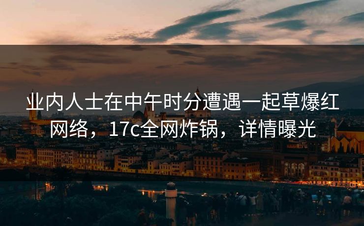 业内人士在中午时分遭遇一起草爆红网络,17c全网炸锅,详情曝光