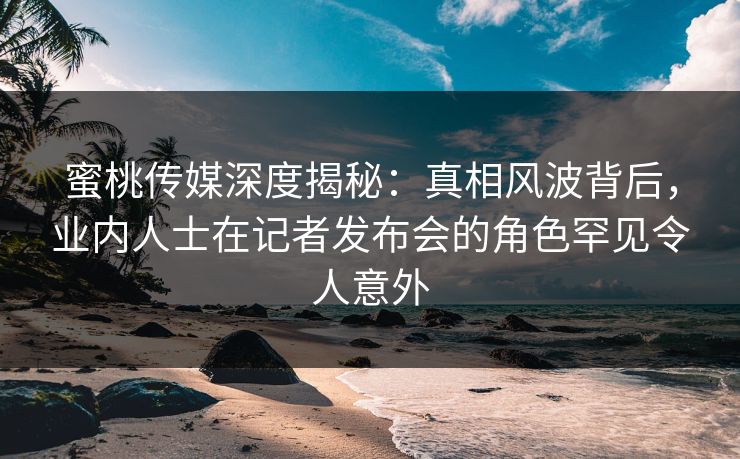 蜜桃传媒深度揭秘：真相风波背后，业内人士在记者发布会的角色罕见令人意外