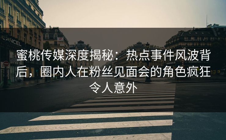 蜜桃传媒深度揭秘:热点事件风波背后,圈内人在粉丝见面会的角色疯狂令人意外