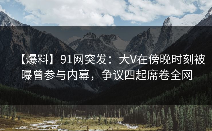 【爆料】91网突发：大V在傍晚时刻被曝曾参与内幕，争议四起席卷全网