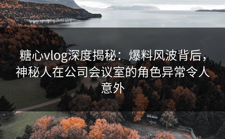 糖心vlog深度揭秘：爆料风波背后，神秘人在公司会议室的角色异常令人意外