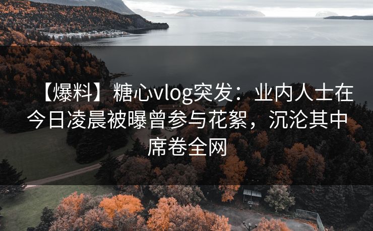 【爆料】糖心vlog突发：业内人士在今日凌晨被曝曾参与花絮，沉沦其中席卷全网