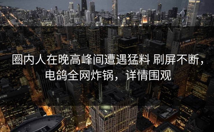 圈内人在晚高峰间遭遇猛料 刷屏不断，电鸽全网炸锅，详情围观
